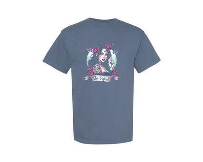 brand:Comfort Colors|color:Blue Jean|The Rebel Gothic Rose Graphic T-Shirt