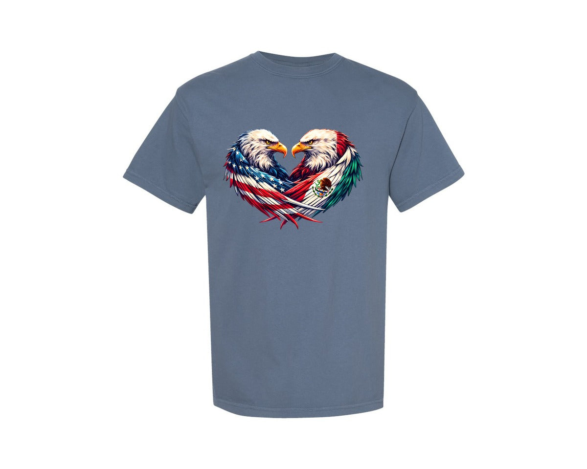 brand:Comfort Colors|color:Blue Jean|Usa Mexico Eagles Cinco De Mayo Mexican Graphic T-Shirt