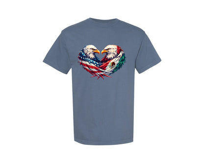 brand:Comfort Colors|color:Blue Jean|Usa Mexico Eagles Cinco De Mayo Mexican Graphic T-Shirt