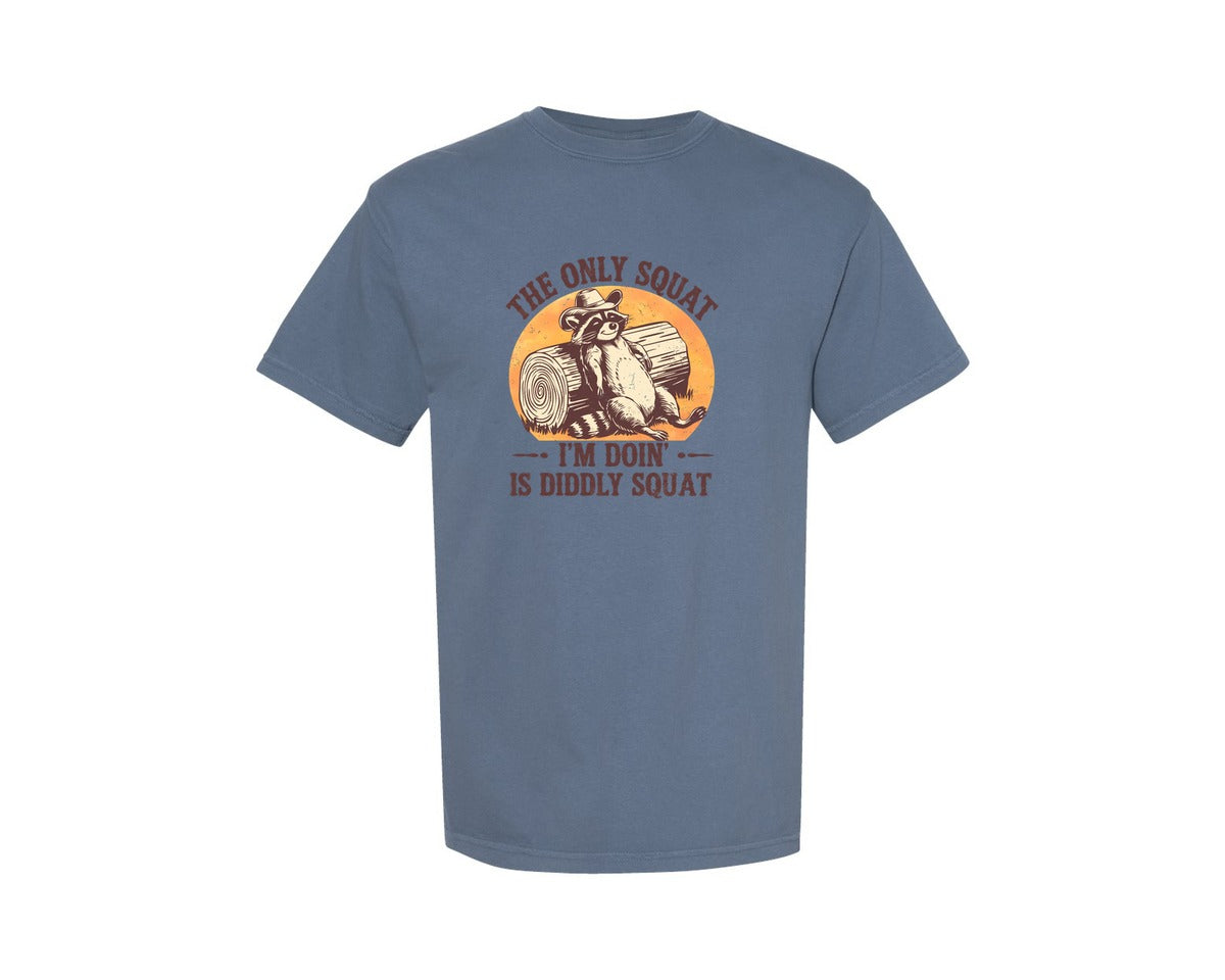 brand:Comfort Colors|color:Blue Jean|The Only Squat Im Doing Western Graphic T-Shirt