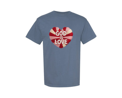 brand:Comfort Colors|color:Blue Jean|Faux Yarn Christian Valentine Quotes Graphic T-Shirt