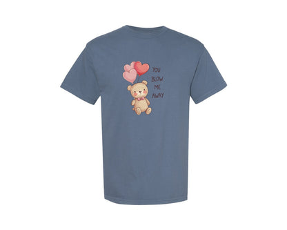 brand:Comfort Colors|color:Blue Jean|Valentines Day Teddy Bear Love 3 Graphic T-Shirt