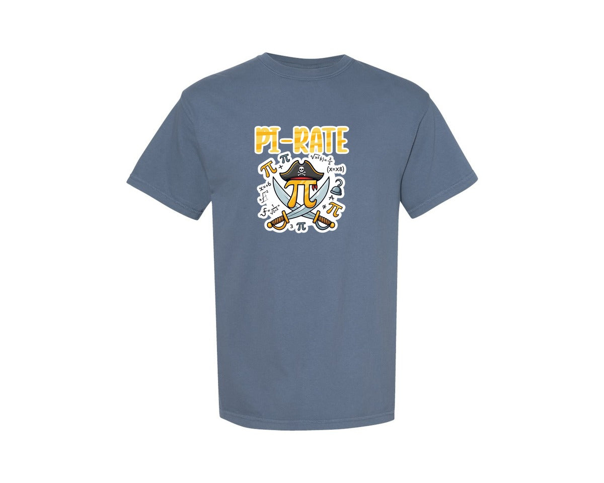 brand:Comfort Colors|color:Blue Jean|Funny Pirate Pi Pun Design Graphic T-Shirt