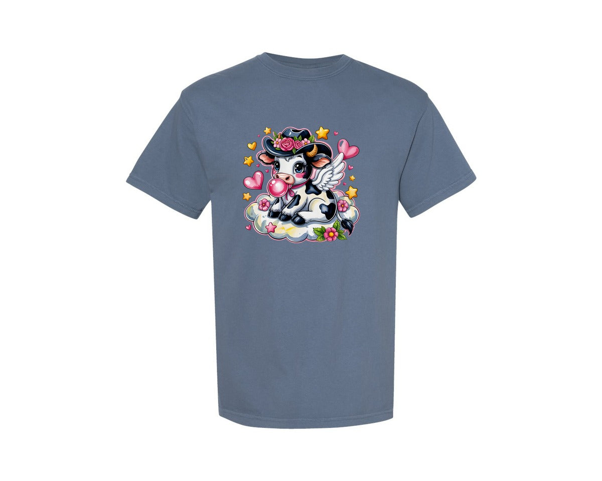 brand:Comfort Colors|color:Blue Jean|Holstein Cow Valentines Day Graphic T-Shirt