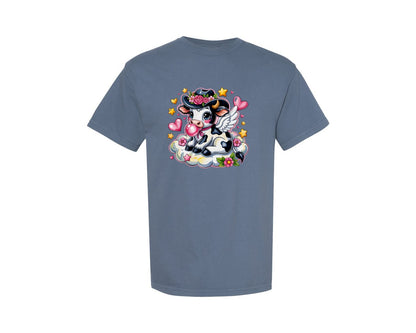 brand:Comfort Colors|color:Blue Jean|Holstein Cow Valentines Day Graphic T-Shirt