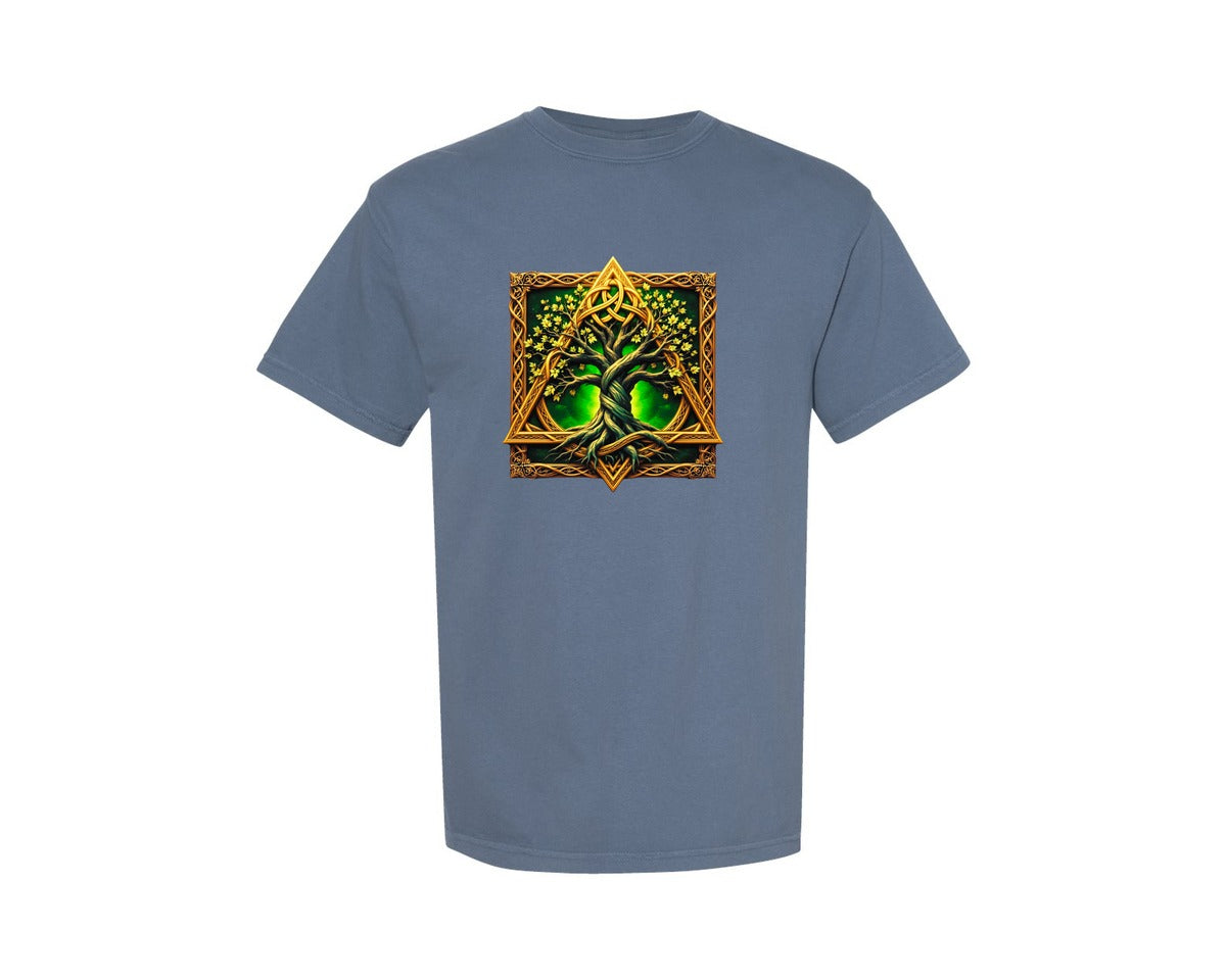 brand:Comfort Colors|color:Blue Jean|Celtic Tree Of Life Mystical Tree Graphic T-Shirt