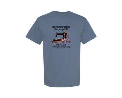 brand:Comfort Colors|color:Blue Jean|Funny Sewing Lover Shirt Graphic T-Shirt