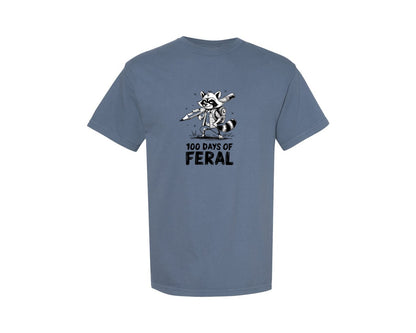 brand:Comfort Colors|color:Blue Jean|100 Days Of Feral Raccoon 100 Days 2 Graphic T-Shirt