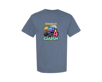 brand:Comfort Colors|color:Blue Jean|Im Ready To Crush 4Th Birthday Boys Graphic T-Shirt