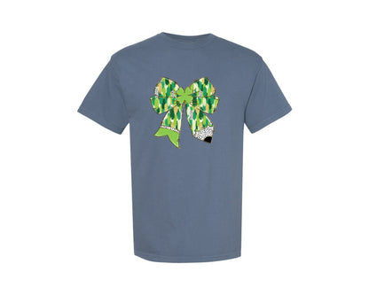 brand:Comfort Colors|color:Blue Jean|Teacher St Patricks Day Pencil Bow 2 Graphic T-Shirt