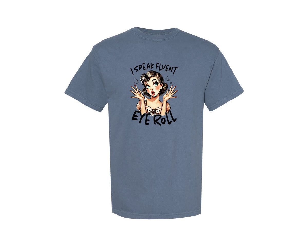 brand:Comfort Colors|color:Blue Jean|Retro Sarcastic Vintage Girl Graphic T-Shirt