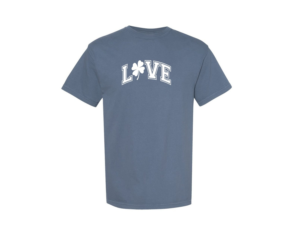 brand:Comfort Colors|color:Blue Jean|Love St Patricks Day Shirt Design Graphic T-Shirt