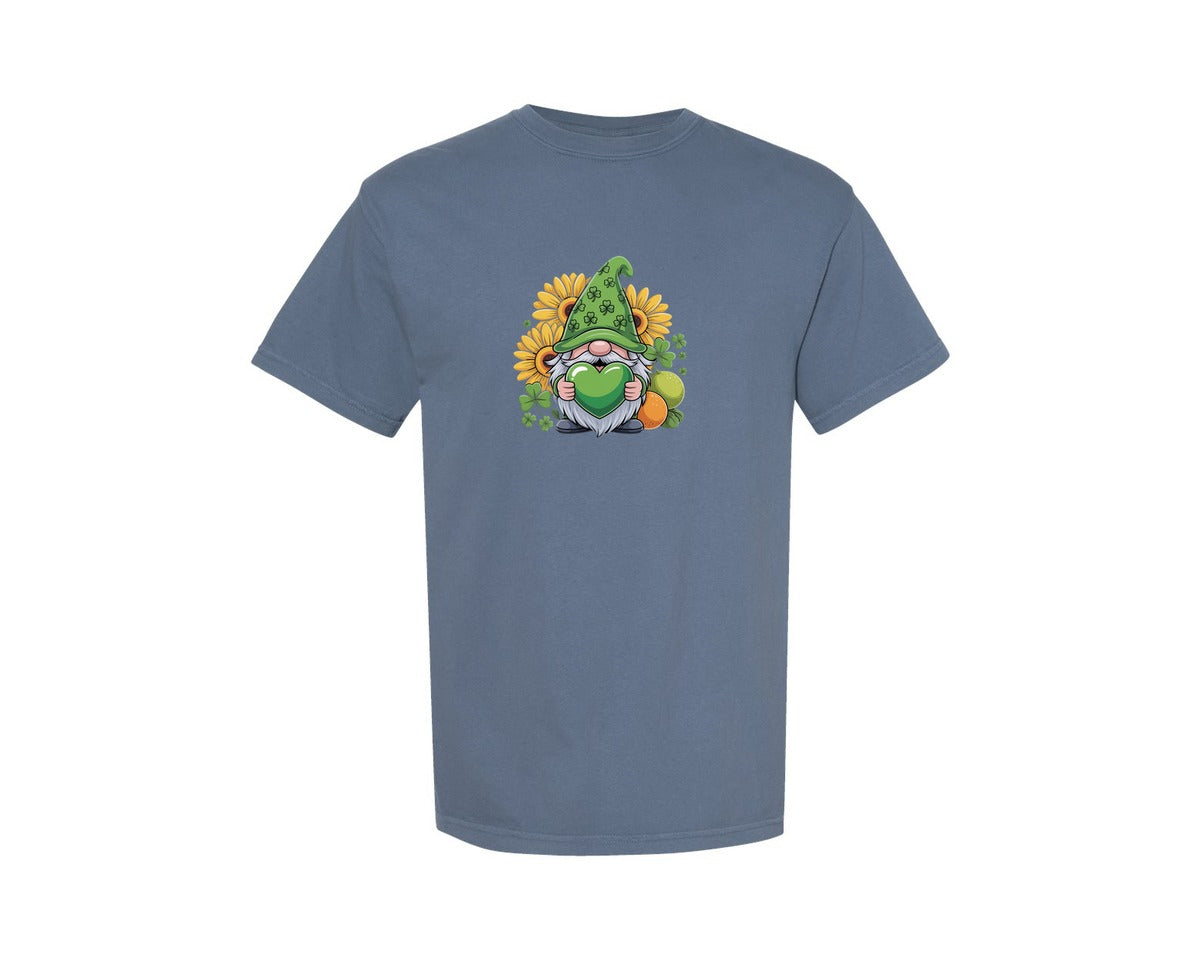 brand:Comfort Colors|color:Blue Jean|Lucky Shamrock Gnome St Patricks Graphic T-Shirt
