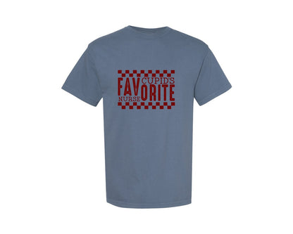 brand:Comfort Colors|color:Blue Jean|Cupids Favorite Nurse Valentine 4 Graphic T-Shirt