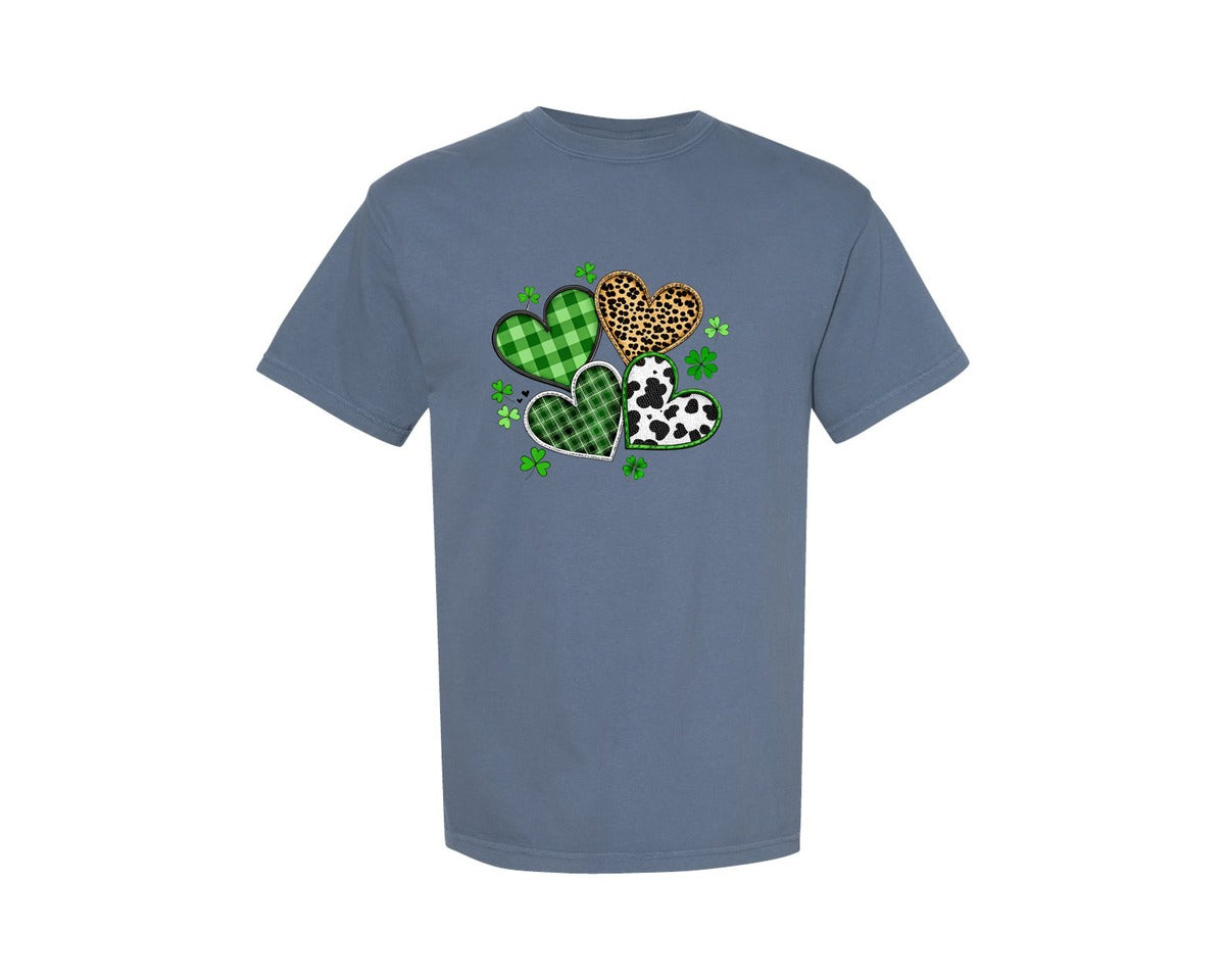 brand:Comfort Colors|color:Blue Jean|St Patricks Day Heart Tshirt Design Graphic T-Shirt