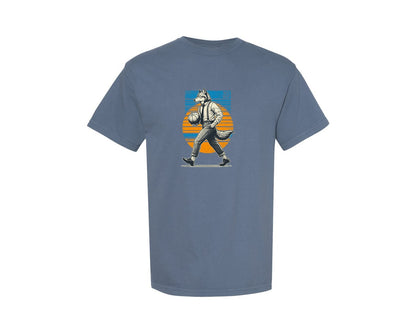 brand:Comfort Colors|color:Blue Jean|Wolf Man Basketball Retro 90S Graphic T-Shirt