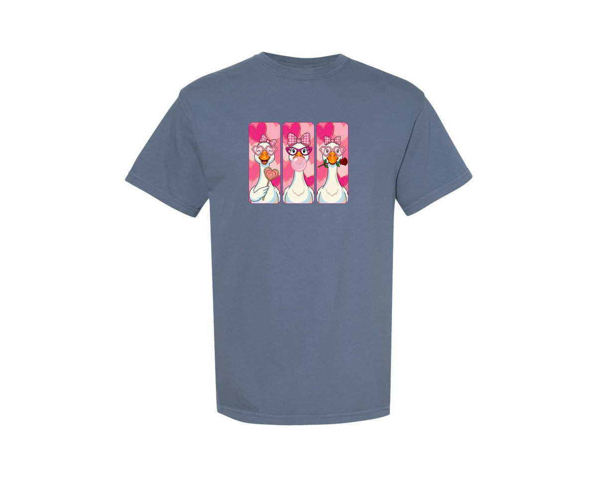 brand:Comfort Colors|color:Blue Jean|Cute Valentine Goose Love Graphic T-Shirt