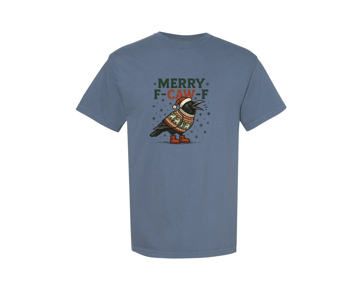 brand:Comfort Colors|color:Blue Jean|Fcawf Funny Crow Merry Fcawf Graphic T-Shirt