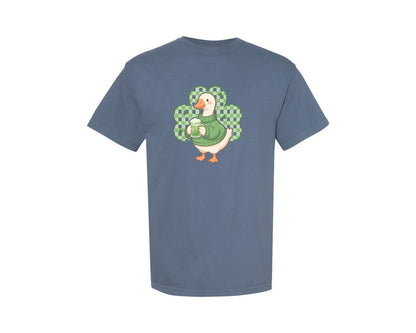 brand:Comfort Colors|color:Blue Jean|Cute Green Beer Goose Graphic T-Shirt