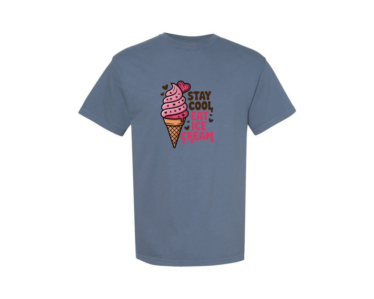 brand:Comfort Colors|color:Blue Jean|Stay Cool Ice Cream Valentine 2 Graphic T-Shirt