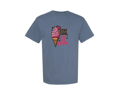 brand:Comfort Colors|color:Blue Jean|Stay Cool Ice Cream Valentine 2 Graphic T-Shirt