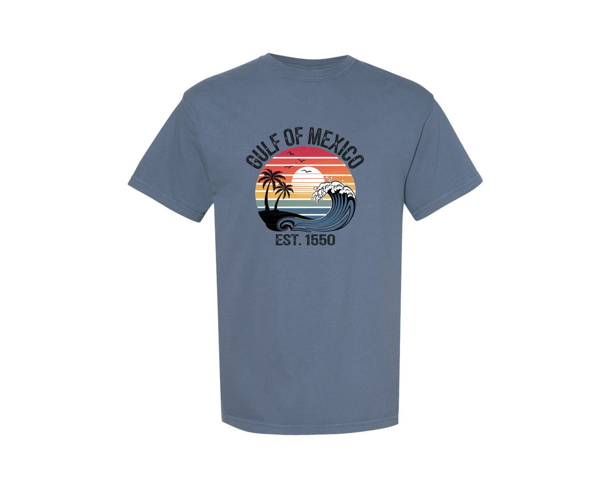 brand:Comfort Colors|color:Blue Jean|Gulf Of Mexico Sunset Graphic T-Shirt
