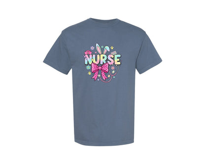 brand:Comfort Colors|color:Blue Jean|Easter Nurse Coquette 2 Graphic T-Shirt