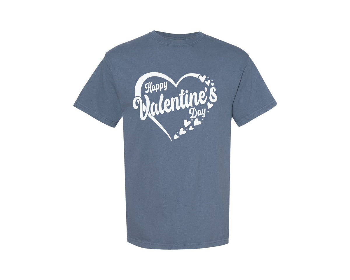 brand:Comfort Colors|color:Blue Jean|Happy Valentines Day Valentine Heart Graphic T-Shirt