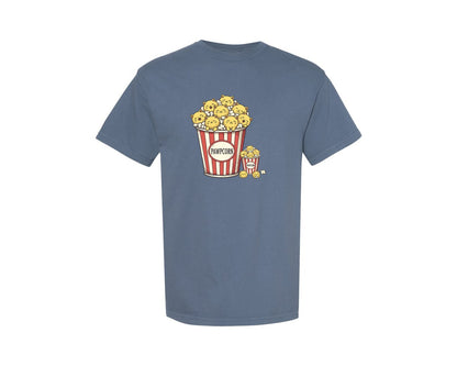brand:Comfort Colors|color:Blue Jean|Pawpcorn Cute Cat Popcorn Graphic T-Shirt