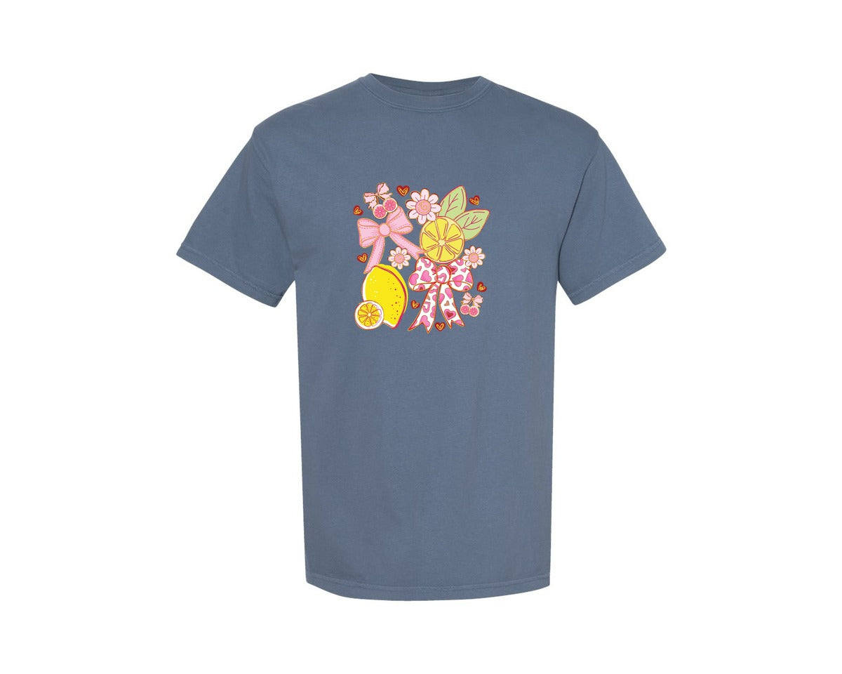 brand:Comfort Colors|color:Blue Jean|Boho Lemon Coquette Summer Graphic T-Shirt