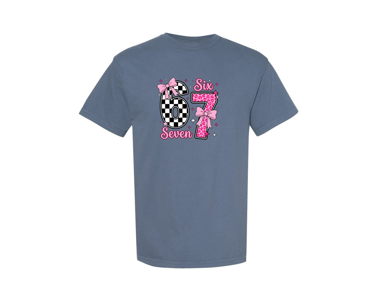 brand:Comfort Colors|color:Blue Jean|67 Checkered Leopard Print Valentine Graphic T-Shirt