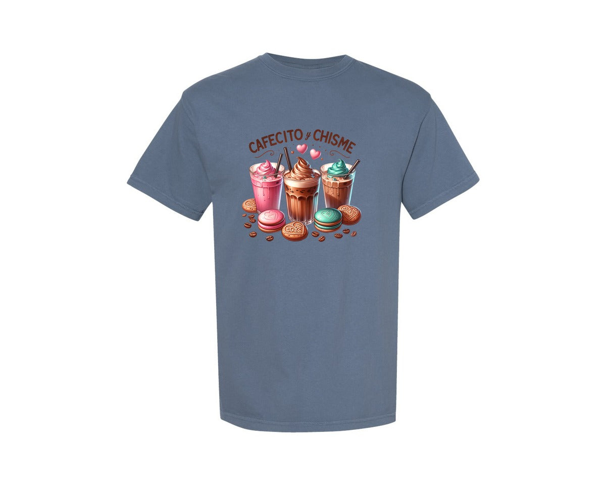 brand:Comfort Colors|color:Blue Jean|Cafecito Y Chisme Spanish Mexican Graphic T-Shirt