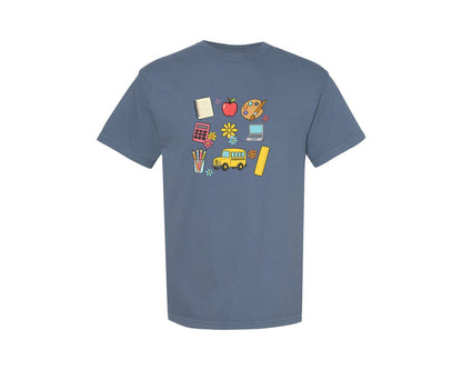 brand:Comfort Colors|color:Blue Jean|Cute Back To School Supplies Graphic T-Shirt