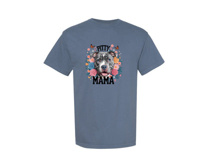 brand:Comfort Colors|color:Blue Jean|Pitty Mama Cute Pitbull Dog Graphic T-Shirt