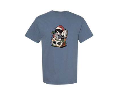 brand:Comfort Colors|color:Blue Jean|Duck Hunting Dog Christmas Camo Graphic T-Shirt