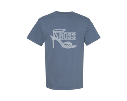 brand:Comfort Colors|color:Blue Jean|Boss Rhinestone Templates Design Graphic T-Shirt