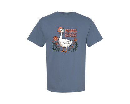 brand:Comfort Colors|color:Blue Jean|Mama Goose Retro Style Print Graphic T-Shirt