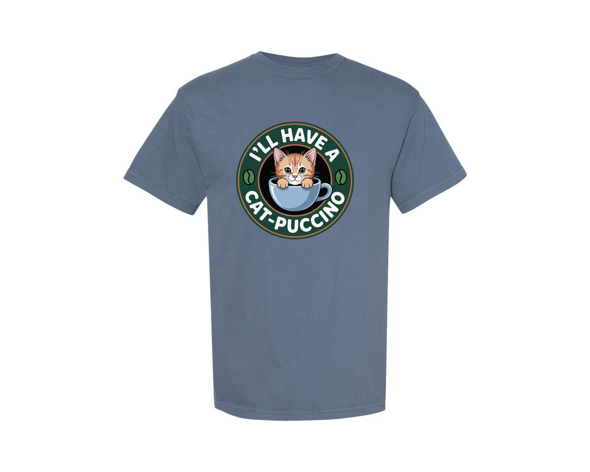 brand:Comfort Colors|color:Blue Jean|Coffee Cat For A Nice Cat Puccino Graphic T-Shirt