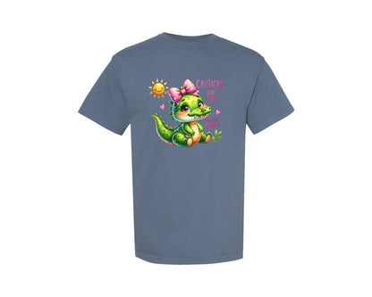 brand:Comfort Colors|color:Blue Jean|Funny Baby Crocodile With Bow Kids Graphic T-Shirt