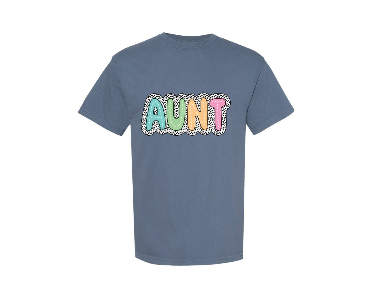 brand:Comfort Colors|color:Blue Jean|Colorful Aunt Dalmatian Graphic T-Shirt