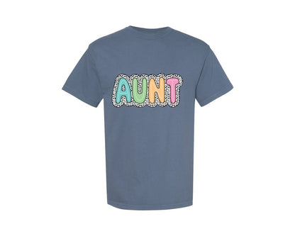 brand:Comfort Colors|color:Blue Jean|Colorful Aunt Dalmatian Graphic T-Shirt