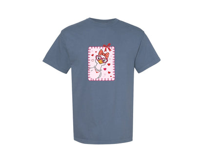 brand:Comfort Colors|color:Blue Jean|Peeking Valentines Day Goose 2 Graphic T-Shirt
