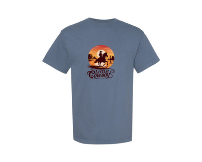 brand:Comfort Colors|color:Blue Jean|Little Cowboy Western Horse Riding 3 Graphic T-Shirt