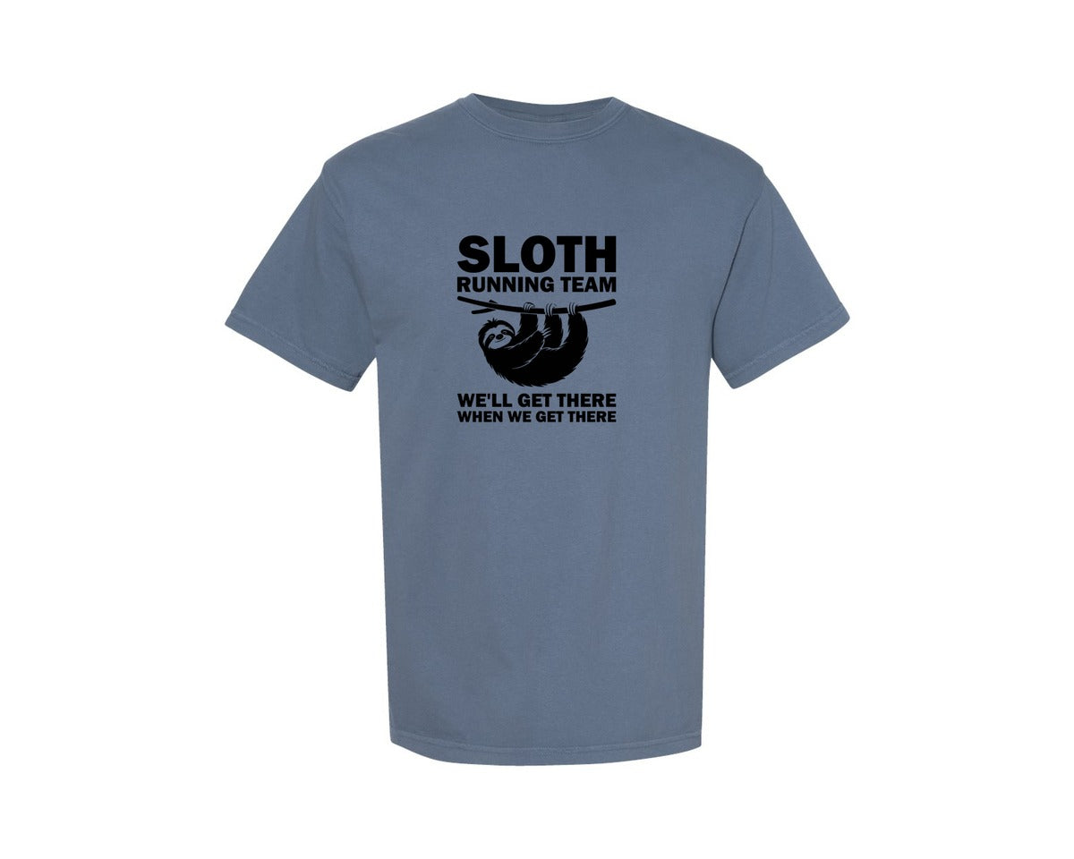 brand:Comfort Colors|color:Blue Jean|Sloth Running Team T Shirt 2 Graphic T-Shirt