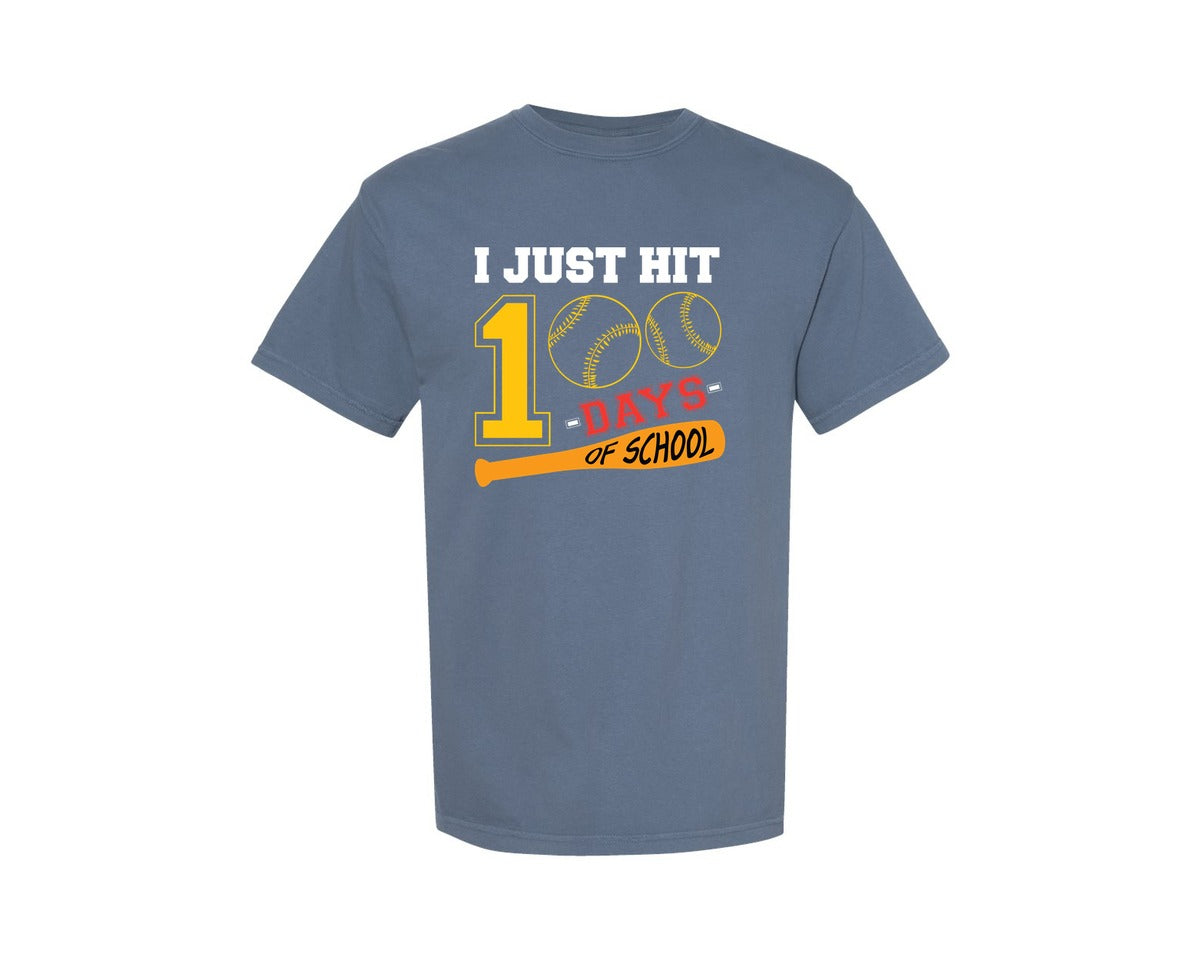 brand:Comfort Colors|color:Blue Jean|I Just Hit 100 Days Of School 4 Graphic T-Shirt