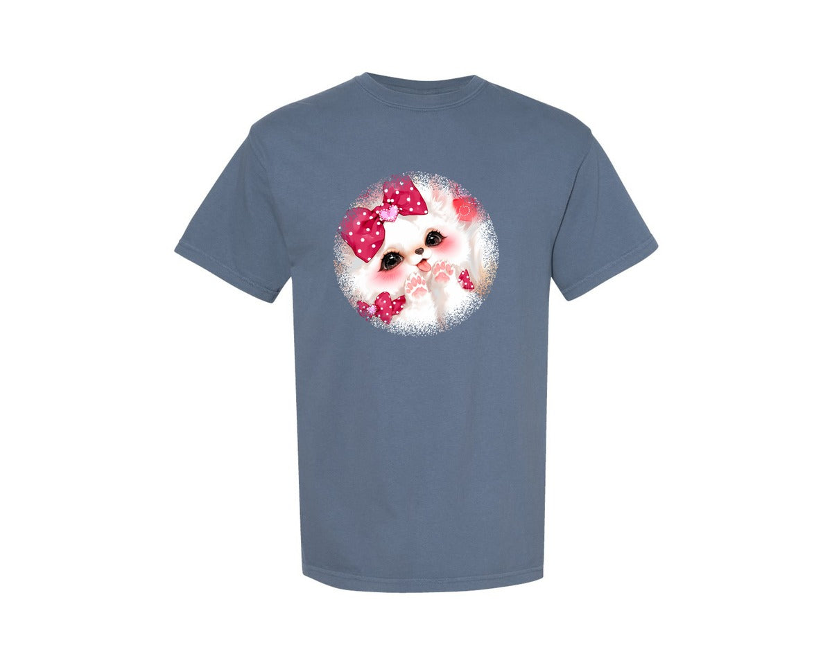 brand:Comfort Colors|color:Blue Jean|Baby Fox Valentine Round Tshirt Graphic T-Shirt