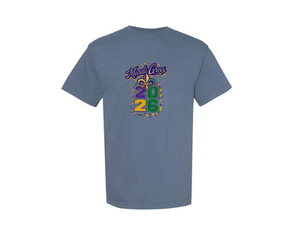 brand:Comfort Colors|color:Blue Jean|Mardi Gras Mardi Gras 2026 3 Graphic T-Shirt
