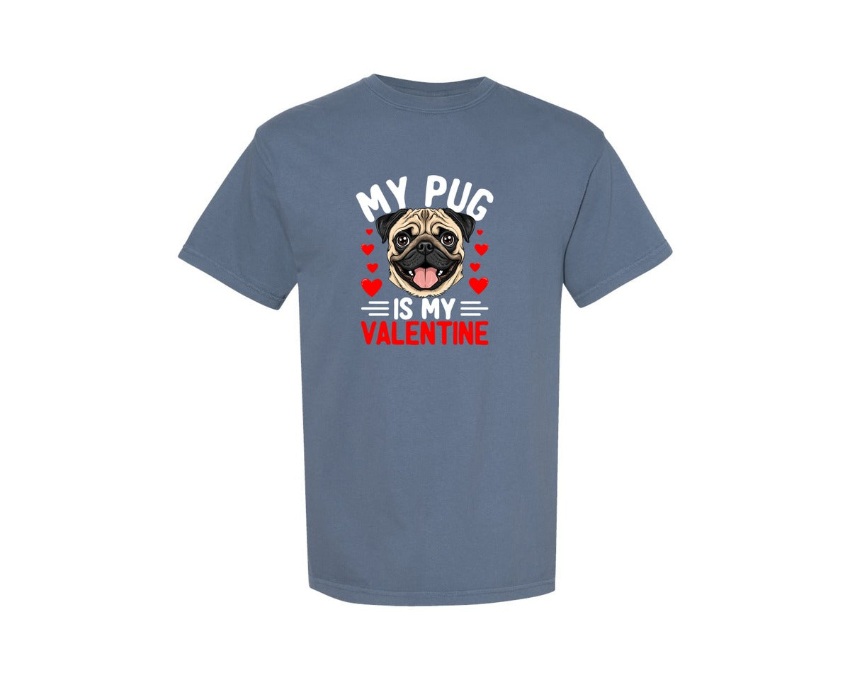brand:Comfort Colors|color:Blue Jean|Pug Love Valentines Day T Shirt Graphic T-Shirt