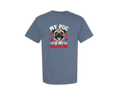 brand:Comfort Colors|color:Blue Jean|Pug Love Valentines Day T Shirt Graphic T-Shirt