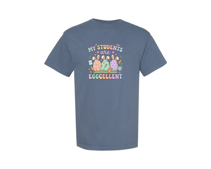 brand:Comfort Colors|color:Blue Jean|My Students Are Eggcellent Easter Graphic T-Shirt